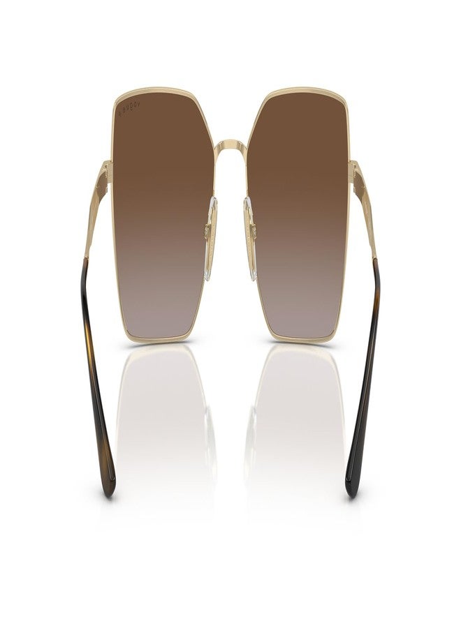 Vogue Eyewear Woman Sunglasses Pale Gold Frame, Gradient Brown Polar Lenses, 56MM - Image 4
