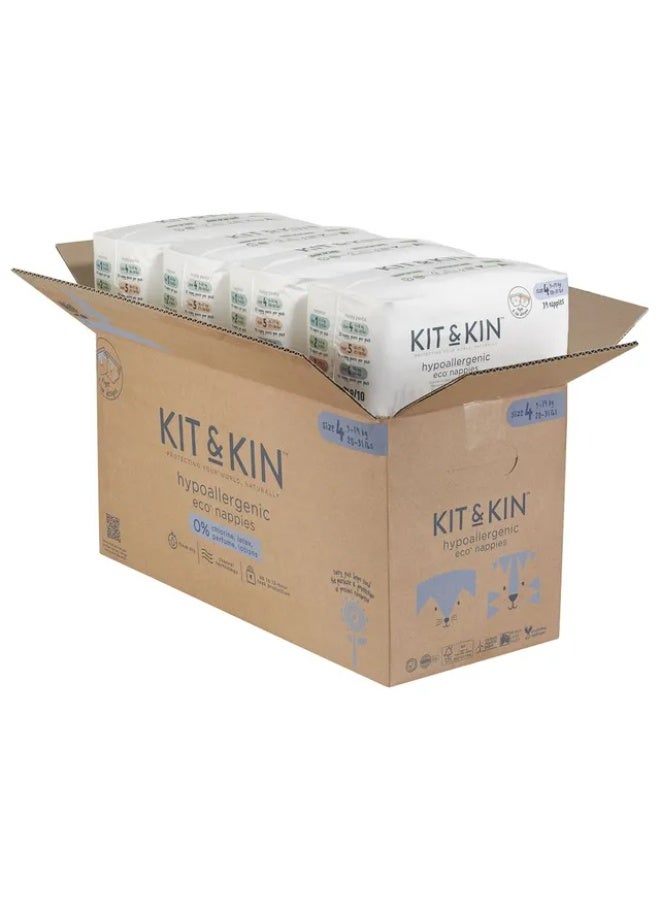 Kit & Kin - Eco Diapers Size 4 - Pack of 4 - 136 Diapers - 9-14kg