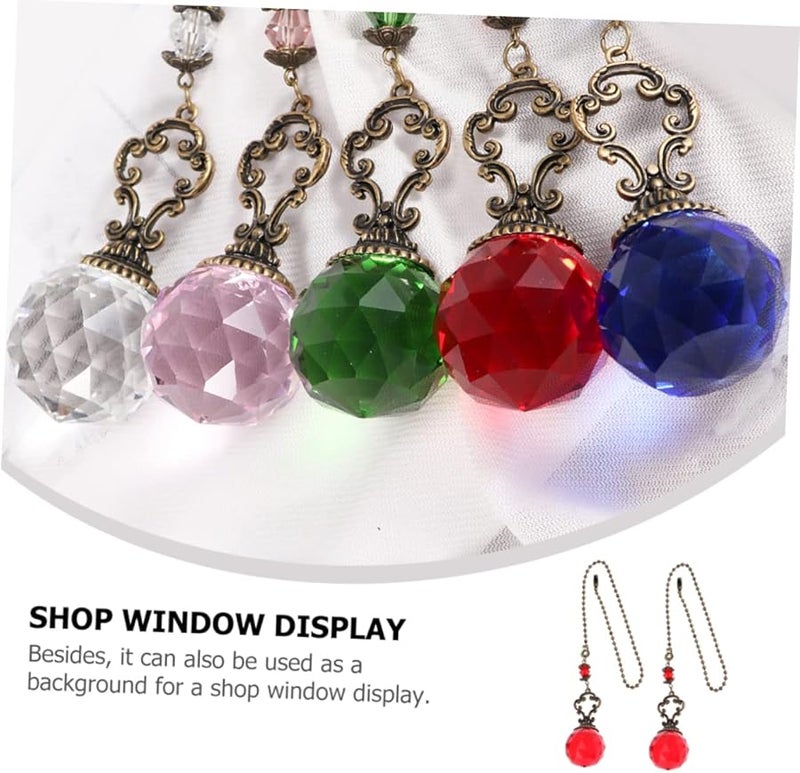 Red Crystal Pendant Pull Chain Extension 40X3X3CM for Ceiling Fan Lamp Decoration - Image 2