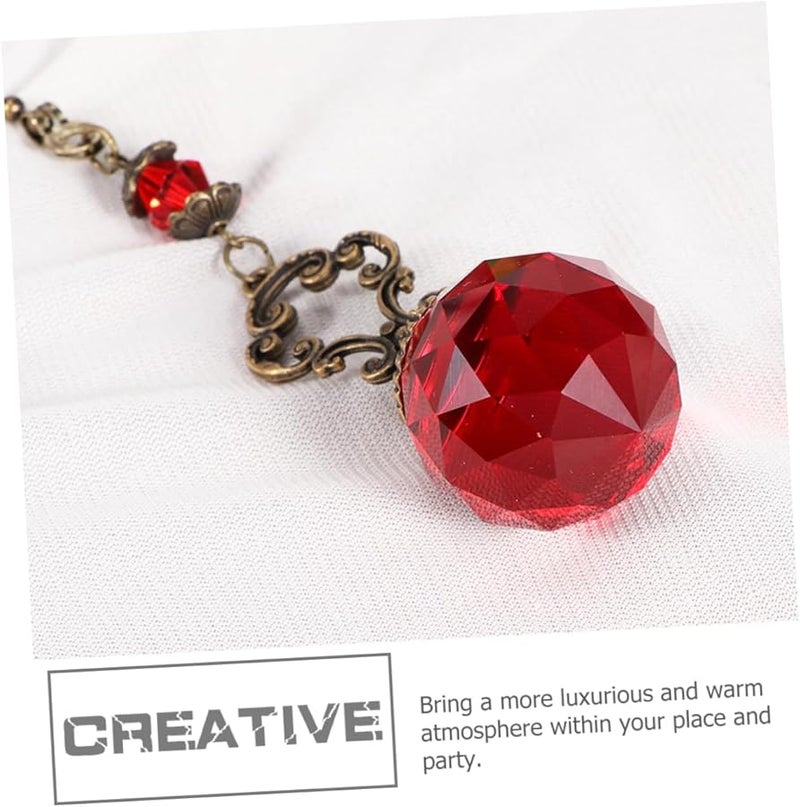 Red Crystal Pendant Pull Chain Extension 40X3X3CM for Ceiling Fan Lamp Decoration - Image 3