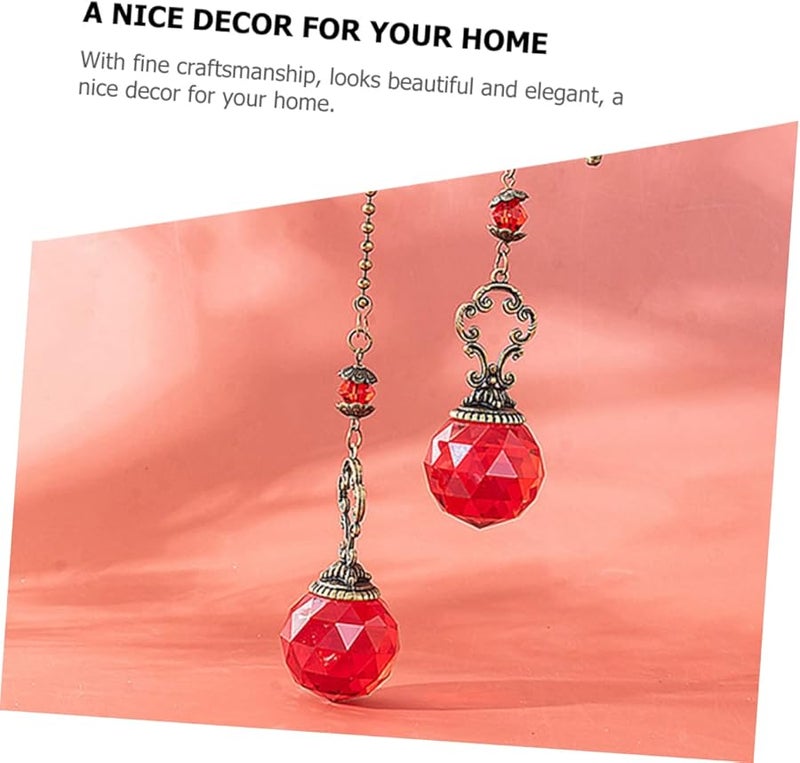 Red Crystal Pendant Pull Chain Extension 40X3X3CM for Ceiling Fan Lamp Decoration - Image 5