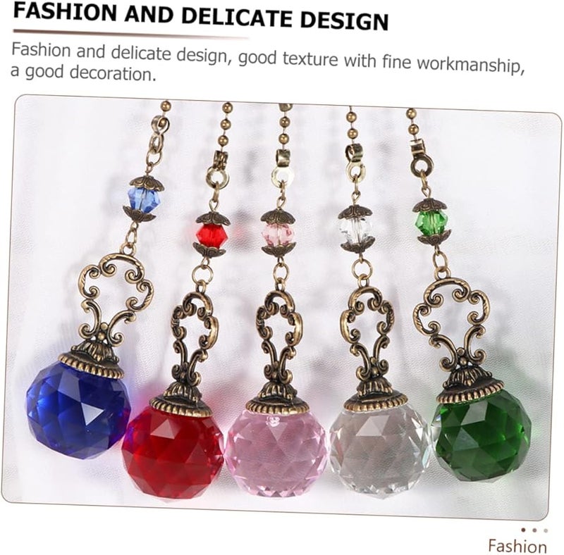 Red Crystal Pendant Pull Chain Extension 40X3X3CM for Ceiling Fan Lamp Decoration - Image 1