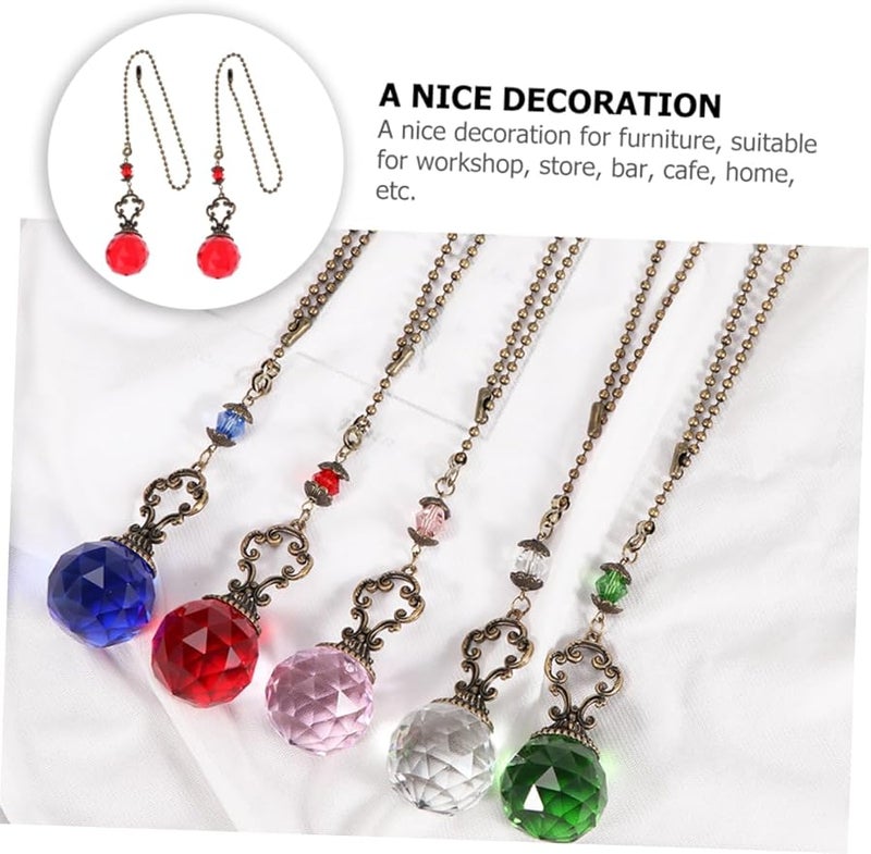 Red Crystal Pendant Pull Chain Extension 40X3X3CM for Ceiling Fan Lamp Decoration - Image 4