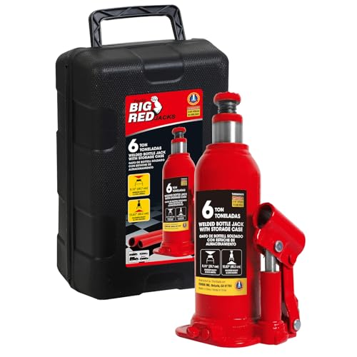 Big RED T906131 Torin Hydraulic Welded Bottle Jack with Carrying Case 6 Ton 12000 lb Capacity Red - Image 1