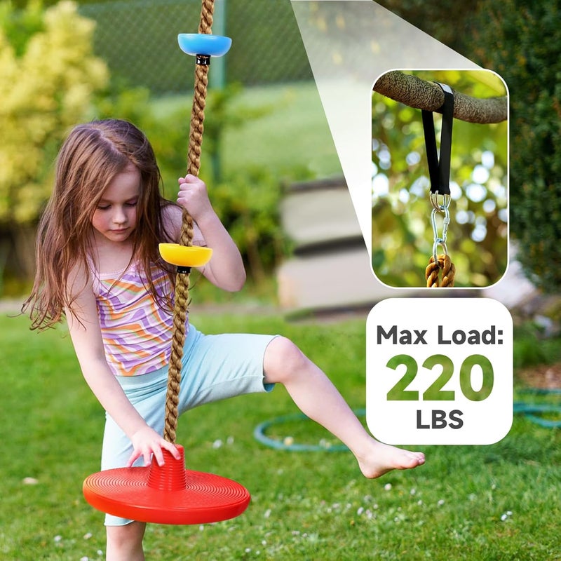 ZNCMRR Climbing Rope Tree Swing with Platforms and Disc Swing Seat Set Outdoor Playground Accessories for Kids Including Hanging Strap & Carabiner Rope Swings for Tree Outdoor Swing Set Accessories - Image 5