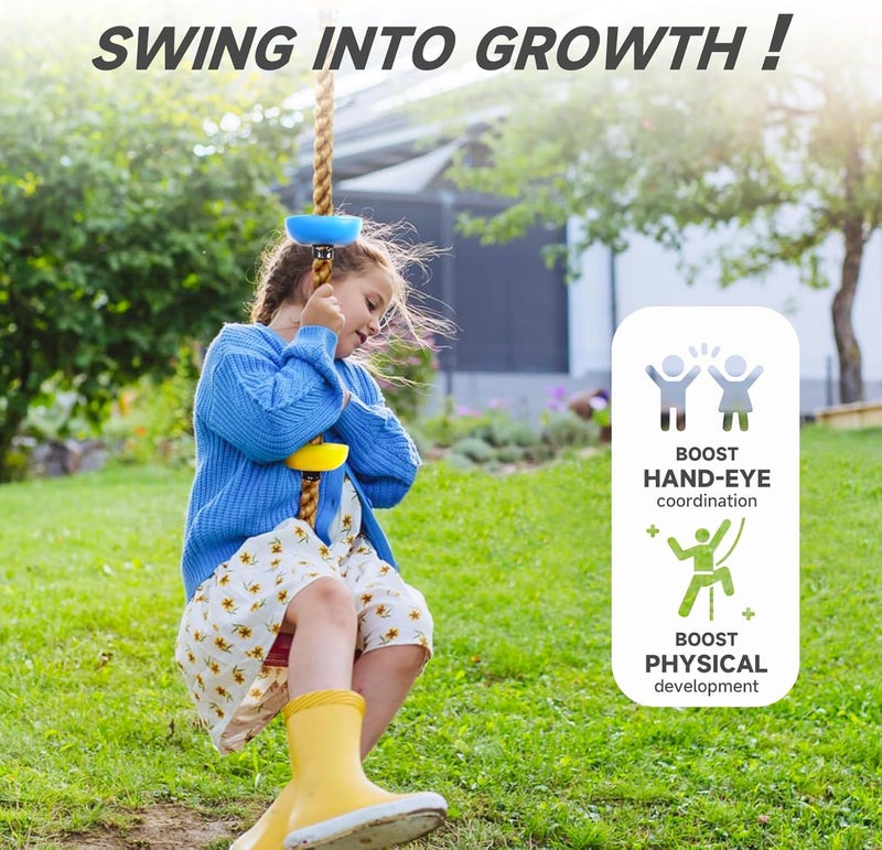 ZNCMRR Climbing Rope Tree Swing with Platforms and Disc Swing Seat Set Outdoor Playground Accessories for Kids Including Hanging Strap & Carabiner Rope Swings for Tree Outdoor Swing Set Accessories - Image 4
