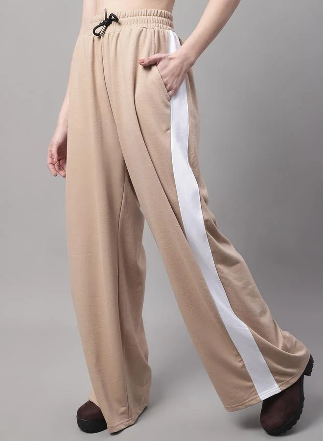 ستايلي Beige Wide Leg Joggers with Side Stripe By Door74