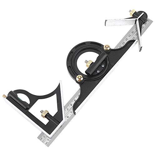 ChgImposs 12" Adjustable Sliding Combination Square Ruler & Protractor Level Measure Measuring Set, Inch/Metric - Image 1