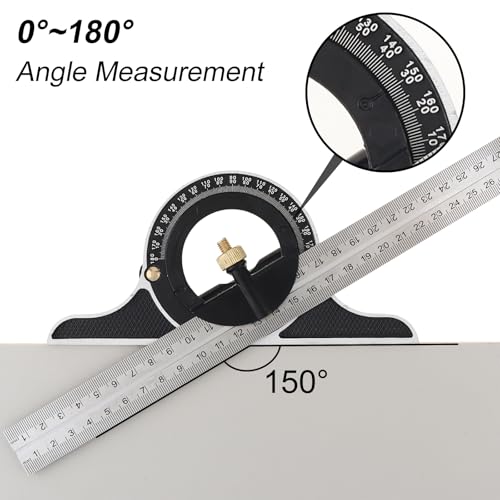 ChgImposs 12" Adjustable Sliding Combination Square Ruler & Protractor Level Measure Measuring Set, Inch/Metric - Image 5