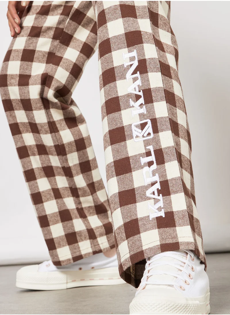كارل كاني Retro Wide Leg Checkered Pants