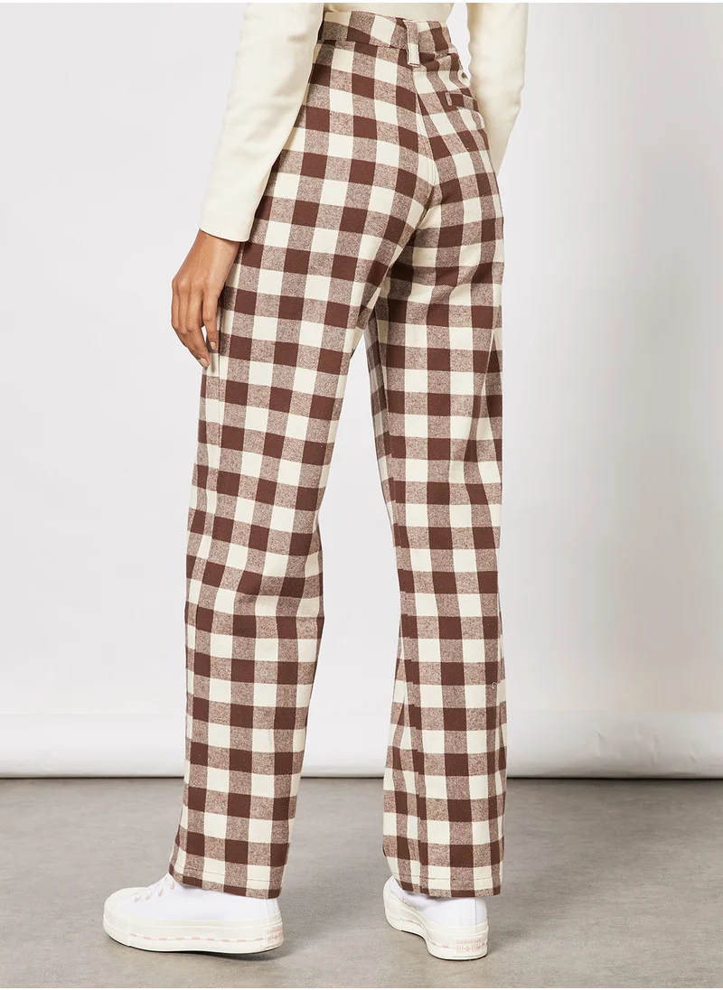 كارل كاني Retro Wide Leg Checkered Pants