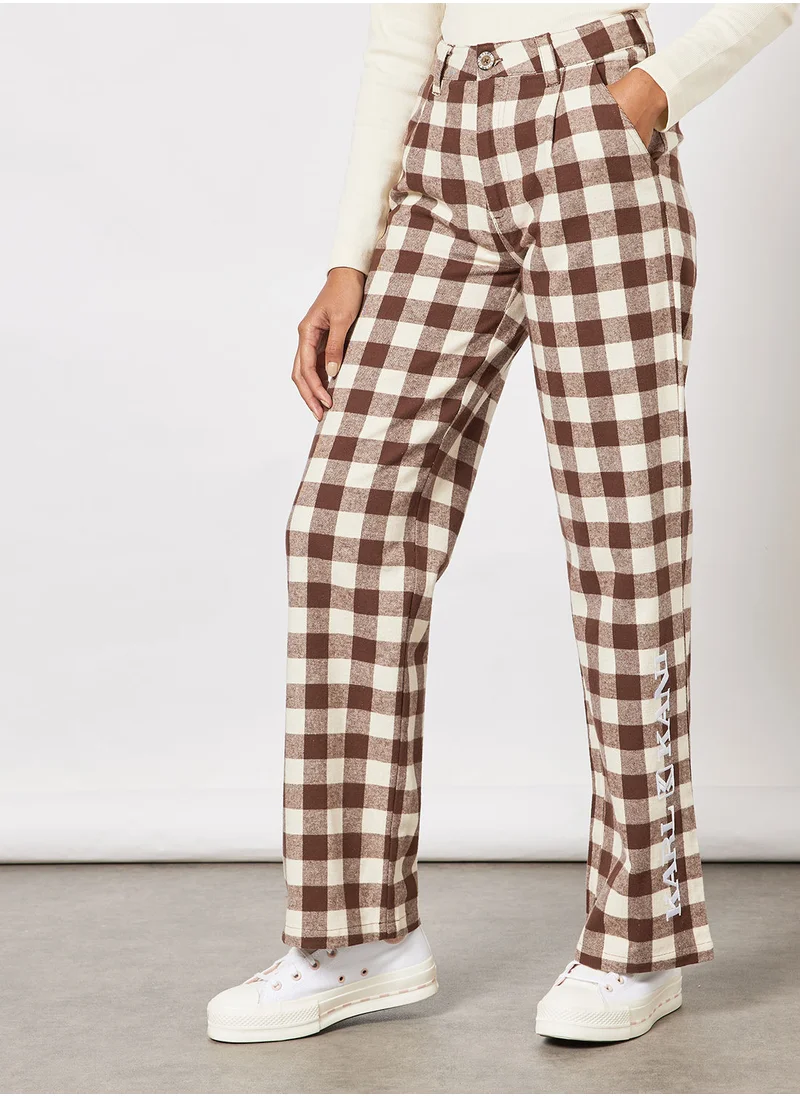 كارل كاني Retro Wide Leg Checkered Pants