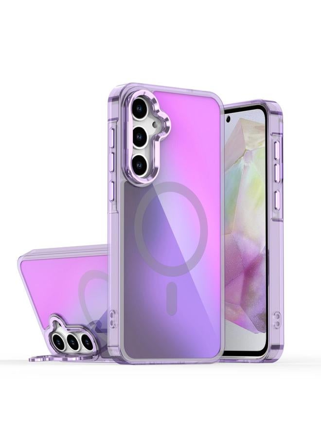 S-TOP Case For Samsung Galaxy A55 5G Plating Gradient Discolor MagSafe Phone Case with Holder - Image 1