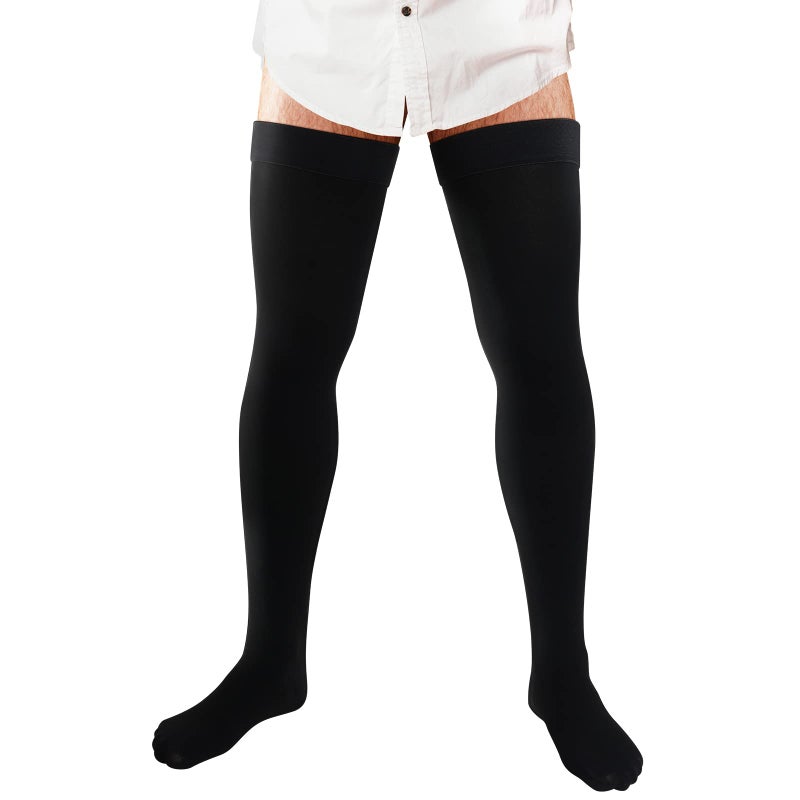 Zhanmai Thigh High Compression Socks for Men 2030 Mmhg Compression Stockings Thigh High Socks SwellingLBlack