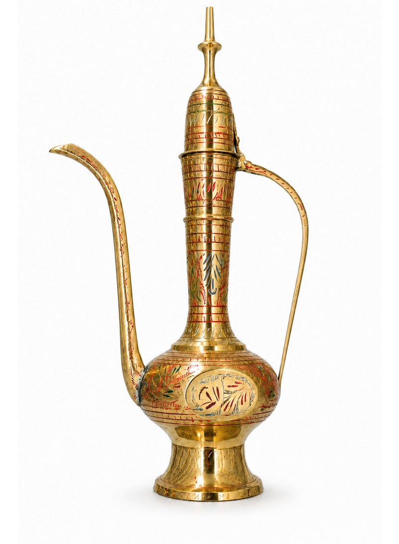 Handcrafted Decorative Brass Aftaba Showpiece – Traditional Engraved Vintage Brass Pitcher for Home Décor, Living Room, Office & Display (15Inch) - Image 1