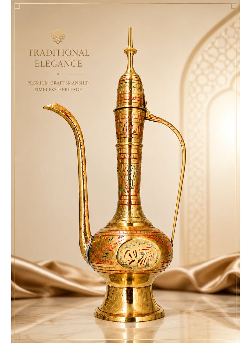 Handcrafted Decorative Brass Aftaba Showpiece – Traditional Engraved Vintage Brass Pitcher for Home Décor, Living Room, Office & Display (15Inch) - Image 2