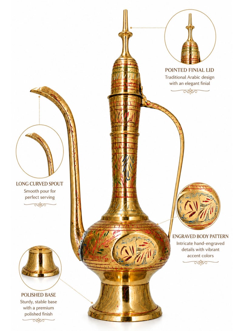 Handcrafted Decorative Brass Aftaba Showpiece – Traditional Engraved Vintage Brass Pitcher for Home Décor, Living Room, Office & Display (15Inch) - Image 5