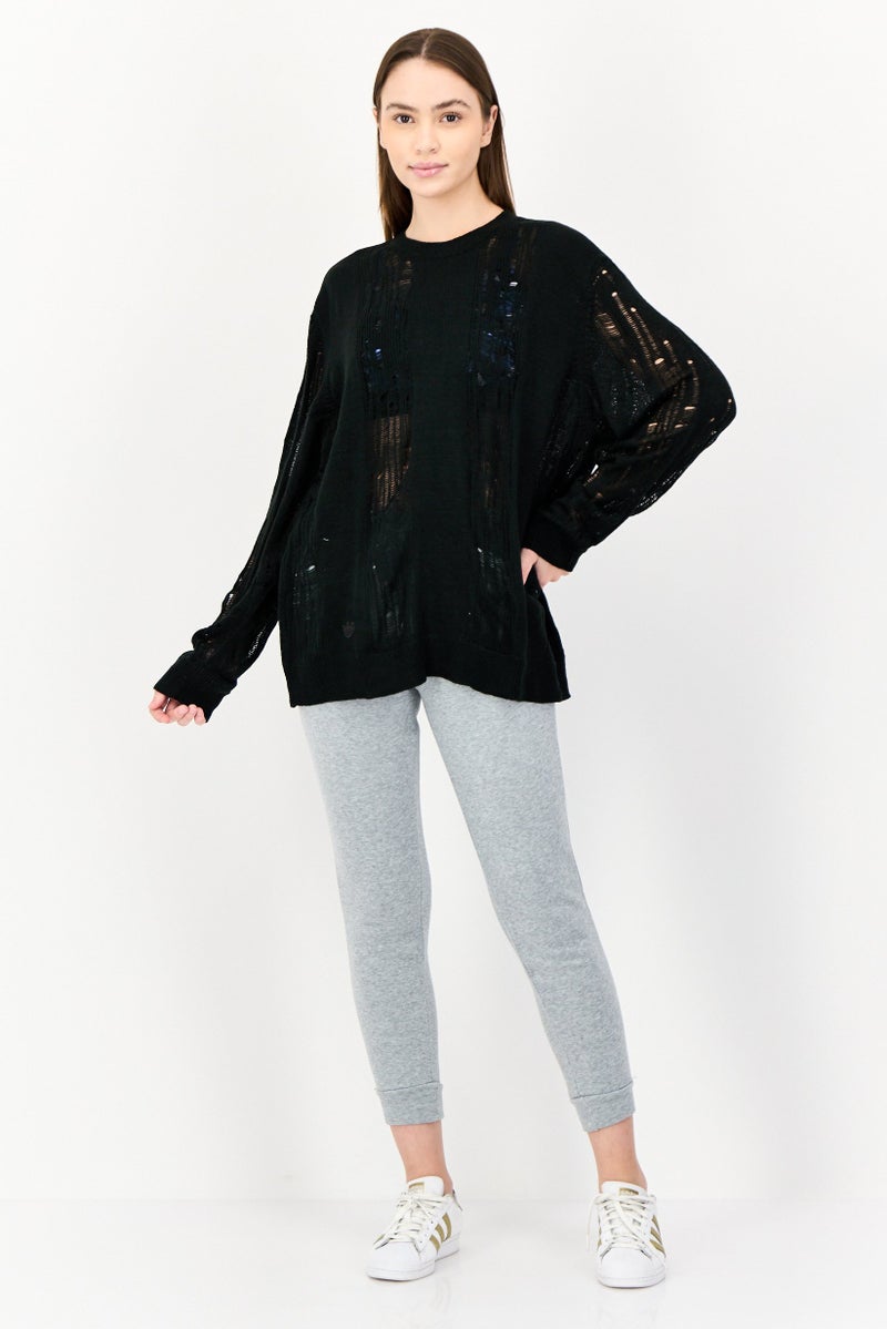 adidas Originals Women Sportswear Fit Long Sleeves Outdoors Sweaters, Black  - Image 2