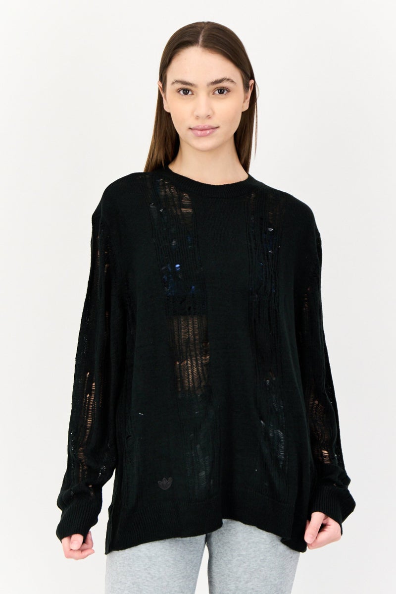adidas Originals Women Sportswear Fit Long Sleeves Outdoors Sweaters, Black  - Image 1