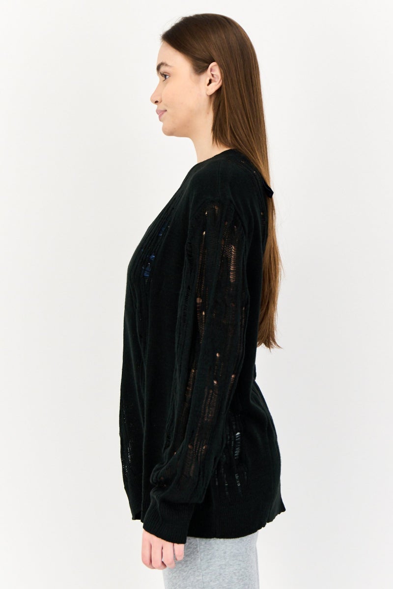 adidas Originals Women Sportswear Fit Long Sleeves Outdoors Sweaters, Black  - Image 4