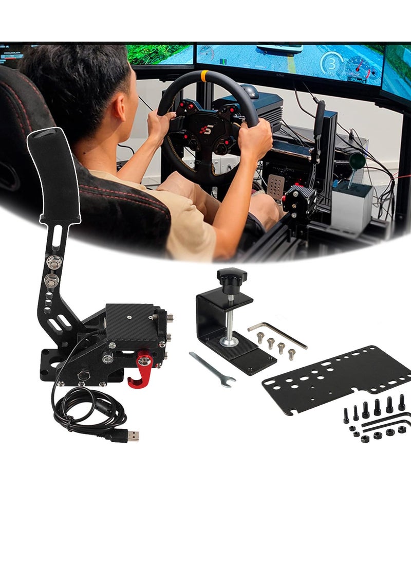SYOSI 64Bit PC USB Handbrake, Upgrade SIM Racing Games Handbrake for LO GITECH G25 G27 G29 T500 T300 THRUST MASTER FANATECOSW DIRT RALLY, 2M Nylon CableReinforced SpringBlack+Clamp - Image 1