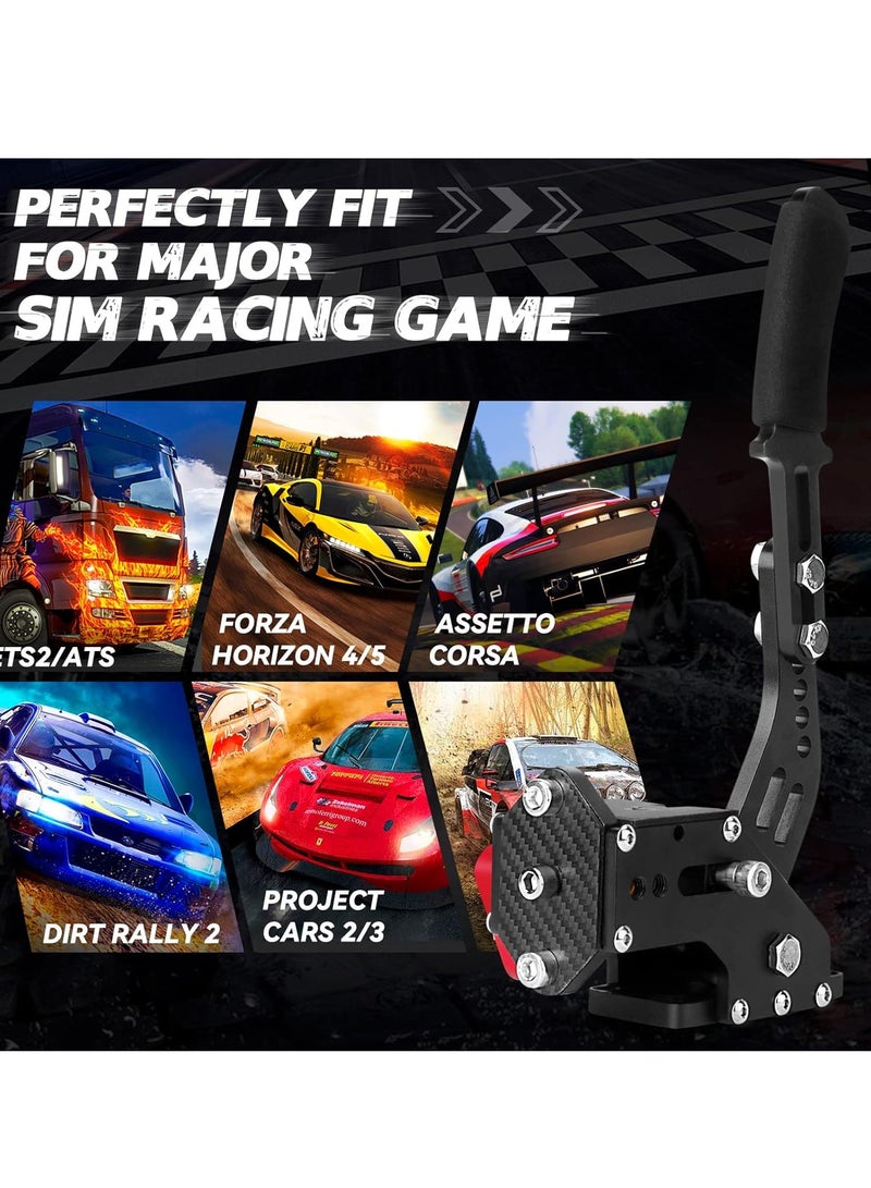 SYOSI 64Bit PC USB Handbrake, Upgrade SIM Racing Games Handbrake for LO GITECH G25 G27 G29 T500 T300 THRUST MASTER FANATECOSW DIRT RALLY, 2M Nylon CableReinforced SpringBlack+Clamp - Image 3