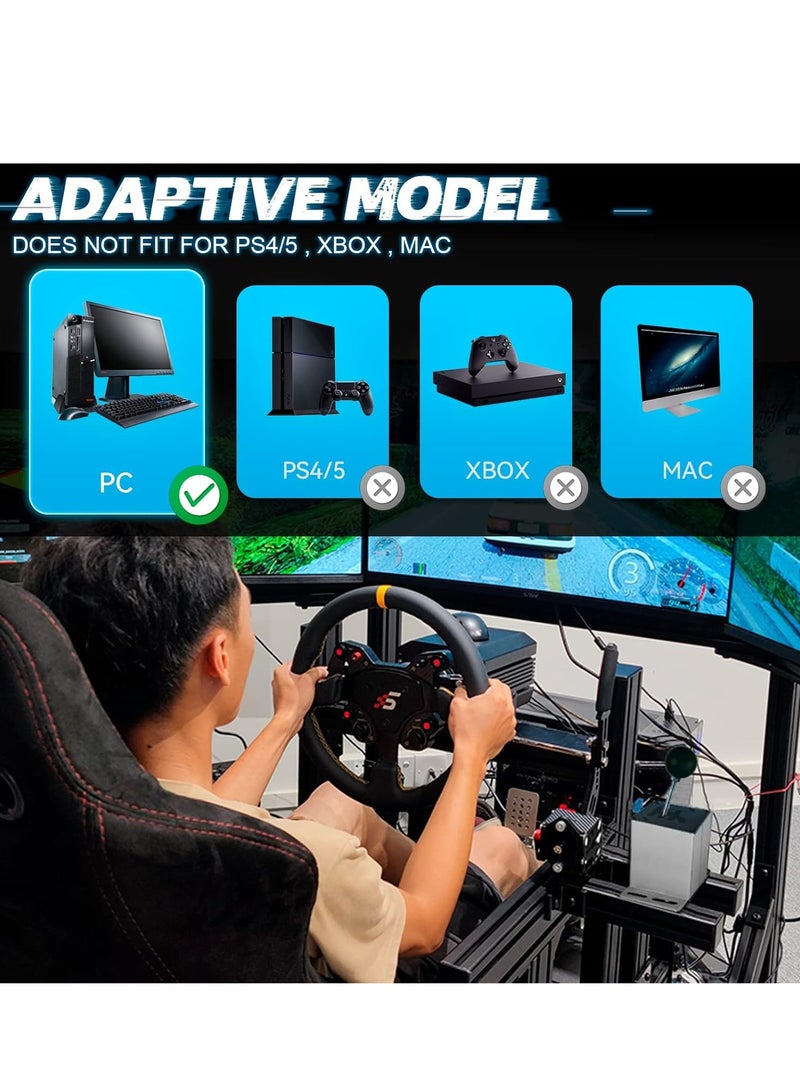 SYOSI 64Bit PC USB Handbrake, Upgrade SIM Racing Games Handbrake for LO GITECH G25 G27 G29 T500 T300 THRUST MASTER FANATECOSW DIRT RALLY, 2M Nylon CableReinforced SpringBlack+Clamp - Image 4