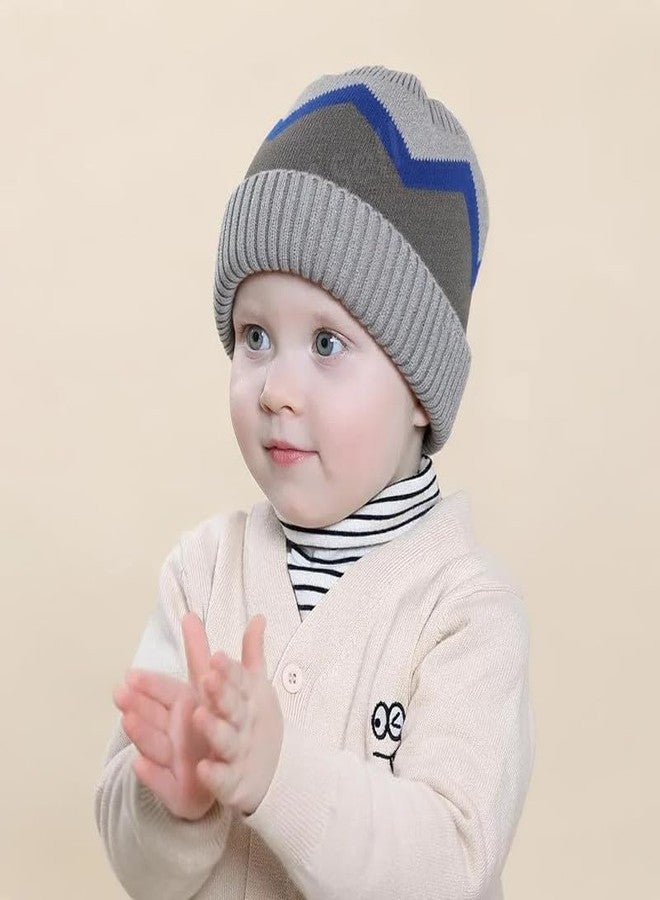 Richmen Kids Winter Cap Woolen Hat Skull Beanie for Toddler Girls Boys Fleece Lined Knit Baby Double-Layer Pom-Pom Unisex Children Hats (3 Month to 4 Yrs) Grey - Image 2