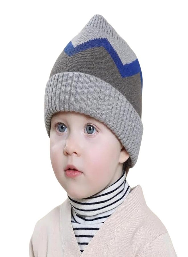 Richmen Kids Winter Cap Woolen Hat Skull Beanie for Toddler Girls Boys Fleece Lined Knit Baby Double-Layer Pom-Pom Unisex Children Hats (3 Month to 4 Yrs) Grey - Image 1