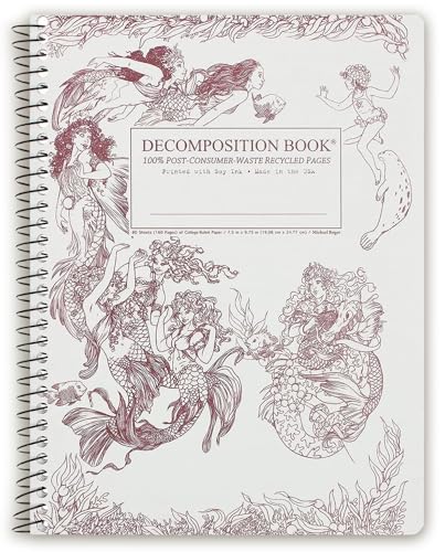 Decomposition Mermaids College Ruled Spiral Notebook - 9.75 x 7.5 Journal with 160 Lined Pages - 100% Recycled Paper - Cute Notebooks for School Supplies, Home & Office - Made in USA - Image 1