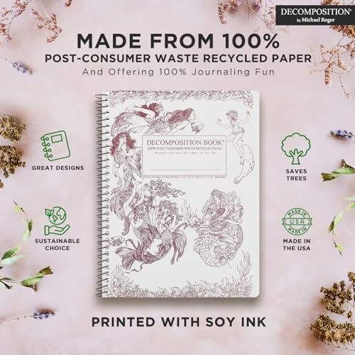 Decomposition Mermaids College Ruled Spiral Notebook - 9.75 x 7.5 Journal with 160 Lined Pages - 100% Recycled Paper - Cute Notebooks for School Supplies, Home & Office - Made in USA - Image 3