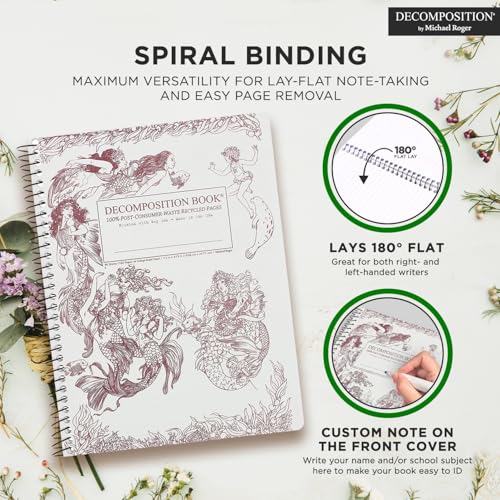 Decomposition Mermaids College Ruled Spiral Notebook - 9.75 x 7.5 Journal with 160 Lined Pages - 100% Recycled Paper - Cute Notebooks for School Supplies, Home & Office - Made in USA - Image 5
