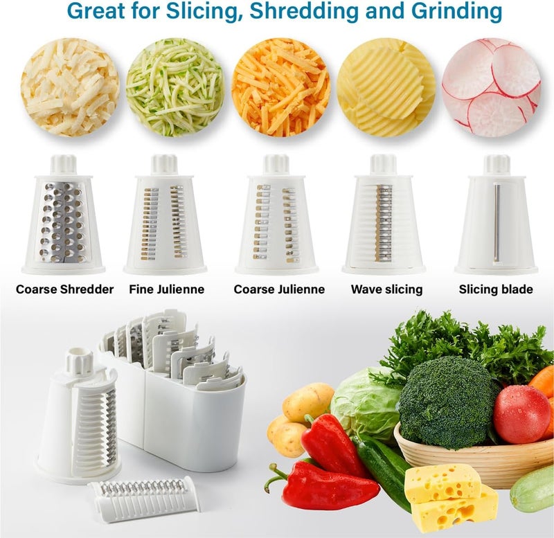 ALEXPHY Rotary Cheese Grater Hand Crank, 5 Blades Cheese shredder, Stronger Suction, Easy to Clean for Fruit, Vegetables, Nuts, Black - Image 4