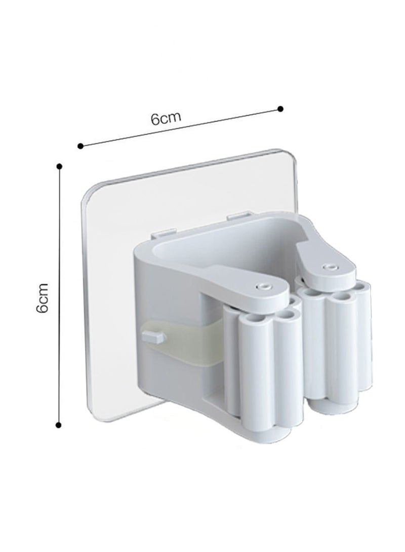 6-Pack Wall Mounted Mop Holder, No-Drill Installation, Heavy-Duty Adhesive for Mops, Brooms, and Cleaning Tools, Ideal for Kitchen and Bathroom  - Image 5