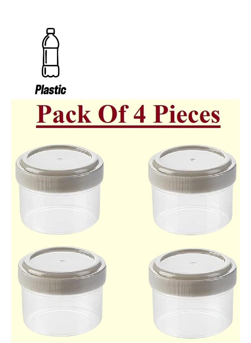 Meetion 4 Pieces Mini round Shape Boxes For Sauces,Small Transparent Ketchup Honey Salad Dressing Round Shape Container for School Picnic Outdoor Barbecue - Image 1