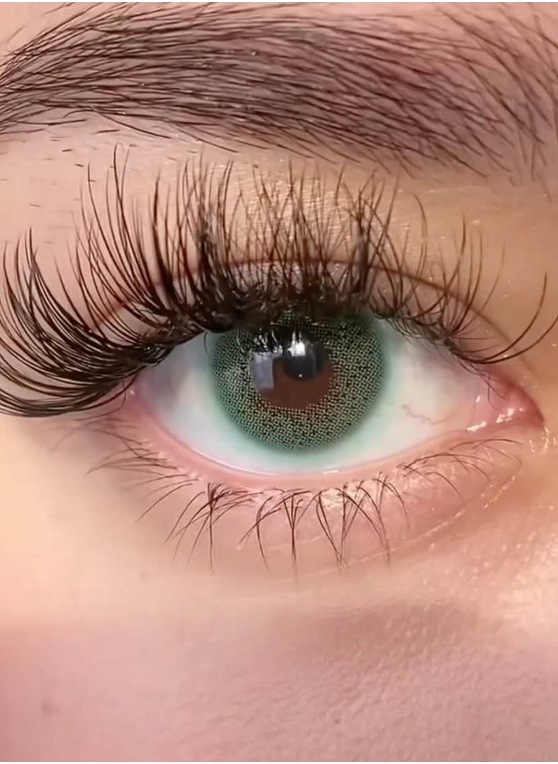 Unibling - Ocean Green Yearly Colored Contact Lenses, Unisex Cosmetic Contact Lenses, Enlargement Collection, Light Green, With Case - Image 1
