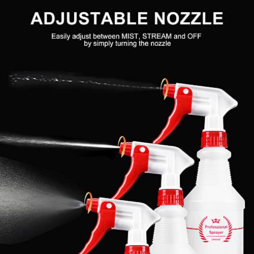 Uineko Plastic Spray Bottle (4 Pack, 16 Oz, All-Purpose) Heavy Duty Spraying Bottles Leak Proof Mist Empty Water Bottle for Cleaning Solution Planting Pet with Adjustable Nozzle and Measurements - Image 4