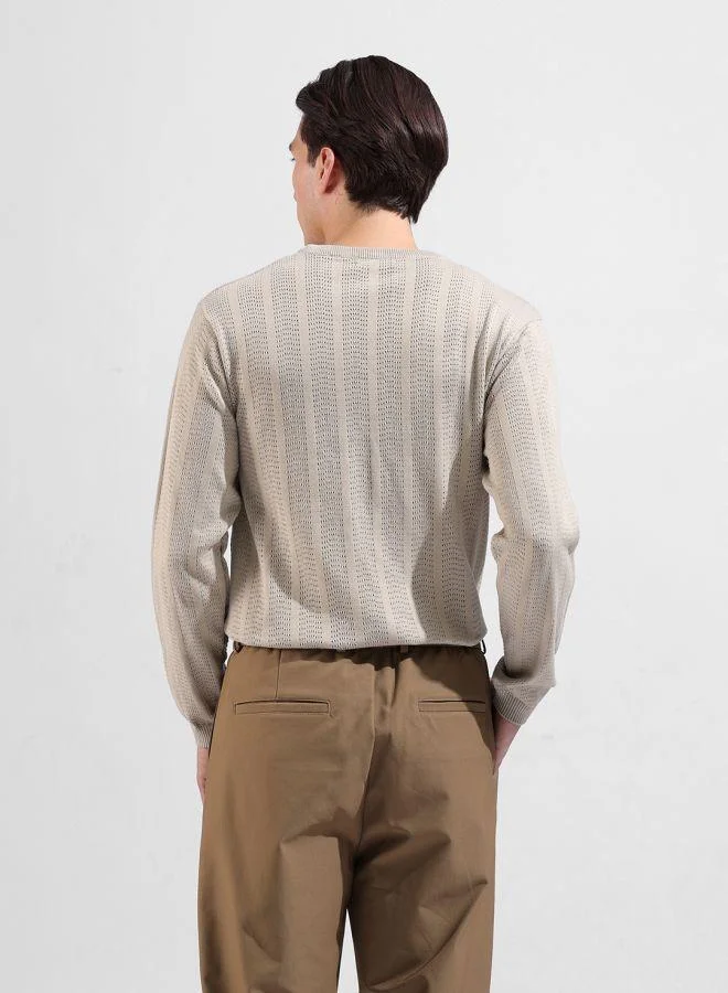 شركة المرآب الهندية Men Slim Fit Striped Crew Neck Full Sleeves T-Shirt