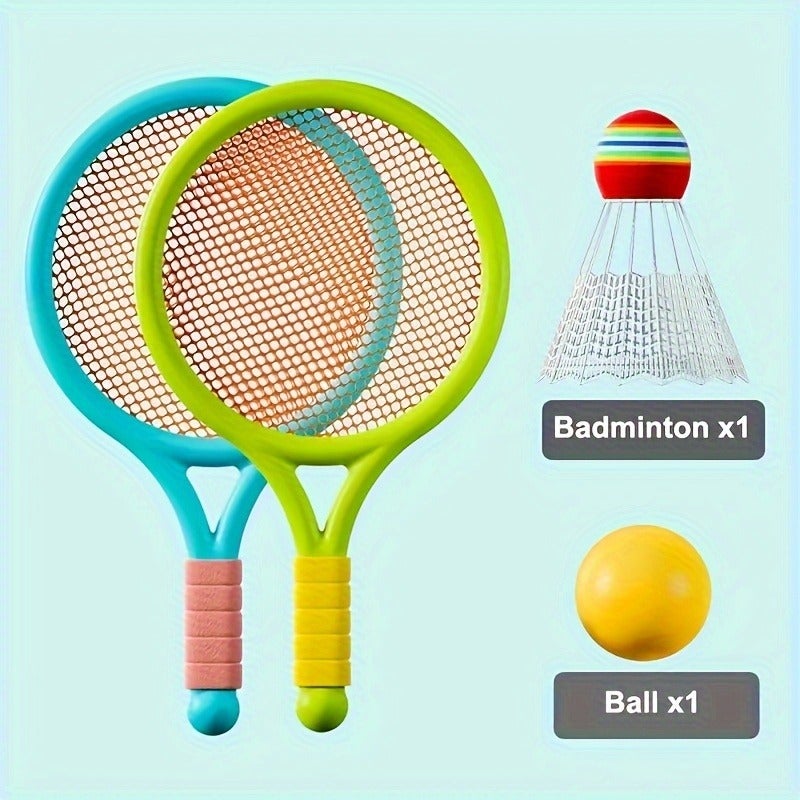 Badminton Racket and Shuttlecock Set - Indoor/Outdoor Sports Gear for School, Birthday Parties & Back-to-School Fun - Educational and Entertaining Gift (Red/Yellow Shuttles)