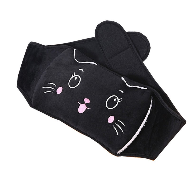 Generic Cross-border Hot Water Injection Hot Water Bag Plush Waist Cover Winter Warm Pain-relieving Warm Abdominal Belt Waist Bag Belt Protection Hot Water Bag Black Cat 