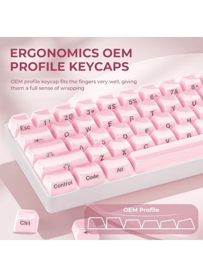 XVX Pink Keycaps, Crystal Jelly Keyboard Keycaps OEM Profile Side Printed Keycap Set Compatible with 61/68/84/87/98/100 ANSI Layout MX Switches Mechanical Keyboard - Image 5