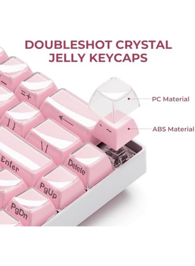 XVX Pink Keycaps, Crystal Jelly Keyboard Keycaps OEM Profile Side Printed Keycap Set Compatible with 61/68/84/87/98/100 ANSI Layout MX Switches Mechanical Keyboard - Image 4