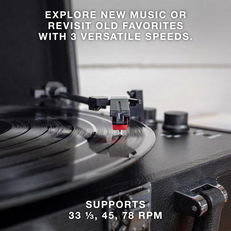 Victrola Vintage 3-Speed Bluetooth Portable Suitcase Record Player with Built-in Speakers - Green Olive - Image 3