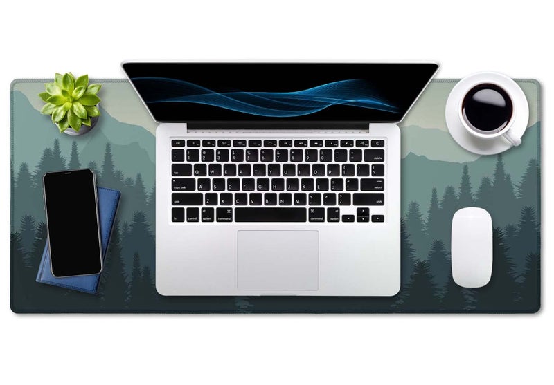 SSOIU Sunset Mountains Landscape Green Desk Mat, Extra Large Desk Mat, Large Gaming Mouse Pad, Extended Mouse Pad, Gaming Keyboard Mat, Non-Slip Laptop Computer Keyboard Mousepad for Office and Home - Image 4