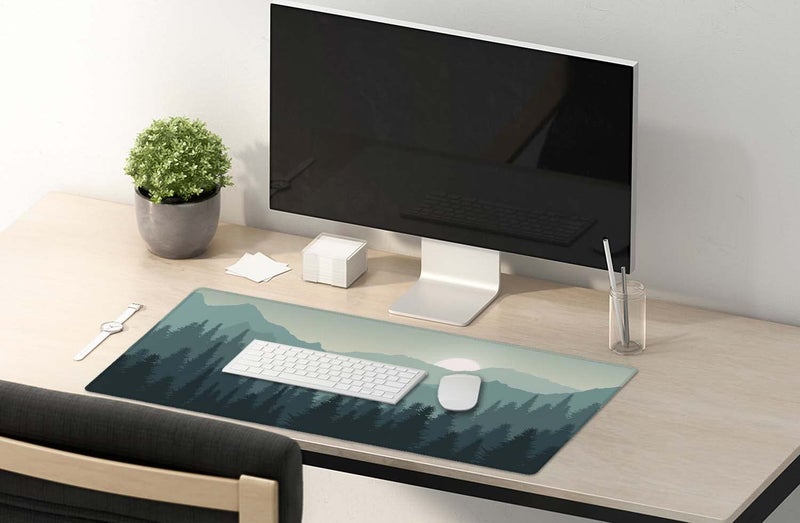 SSOIU Sunset Mountains Landscape Green Desk Mat, Extra Large Desk Mat, Large Gaming Mouse Pad, Extended Mouse Pad, Gaming Keyboard Mat, Non-Slip Laptop Computer Keyboard Mousepad for Office and Home - Image 5