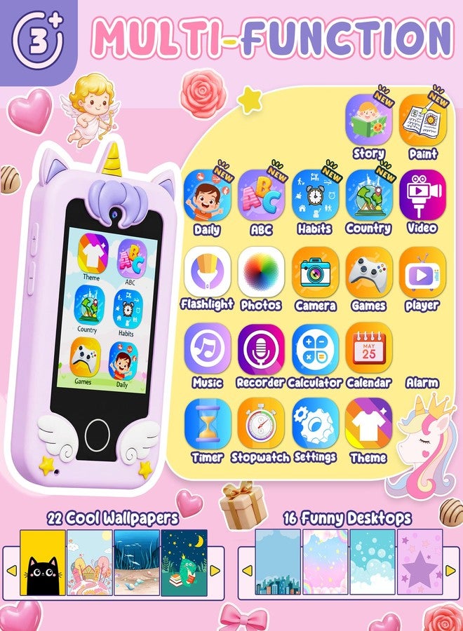 UCIDCI Kids Smart Phone for Girls Ages 3-7 with Dual Camera - Learning Games, Travel Toy with MP3 Music Player for Christmas, Birthday Gifts for 3-7 Year Old Boys - Image 2