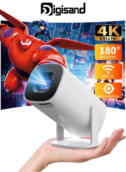 Mini Projector with WiFi and Bluetooth, Portable Outdoor Projector Support 4K/Auto Keystone Correction, Compatible with Smartphone/TV Stick/PC/Laptop