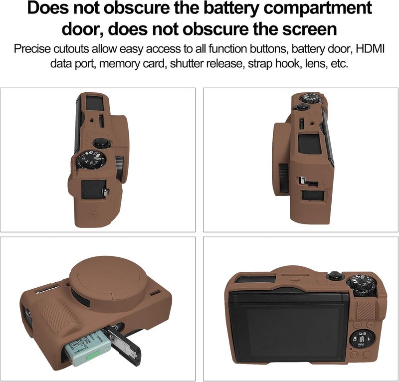 Easy Hood Camera Case for Canon Powershot G7 X Mark III Digital Camera, Soft Silicone Protective Cover with Removable Lens Cover for Canon Powershot G7X Mark III DSLR Camera,Brown - Image 3