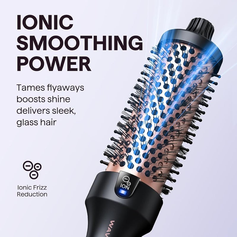 ويفي توك 1 Wavytalk فرشاة حرارية، Blowout Boost 1.5 بوصة فرشاة دائرية ساخنة لإطلالة البلowout، جهد مزدوج، سيراميك تورمالين، تقنية الأيونات السالبة، 5 إعدادات حرارة لجميع أنواع الشعر، ضرر حراري أقل، ذهبي وردي - Image 2