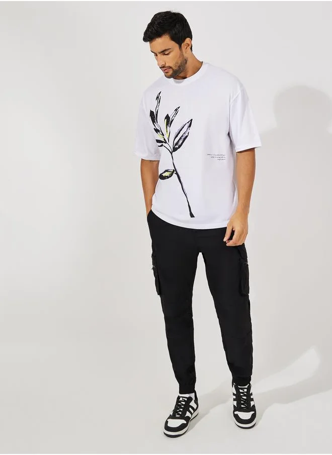 ستايلي Graphic Print Oversized Cotton Rich T-Shirt